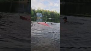 Dog Flips Kayak Trying To Reach Toy!