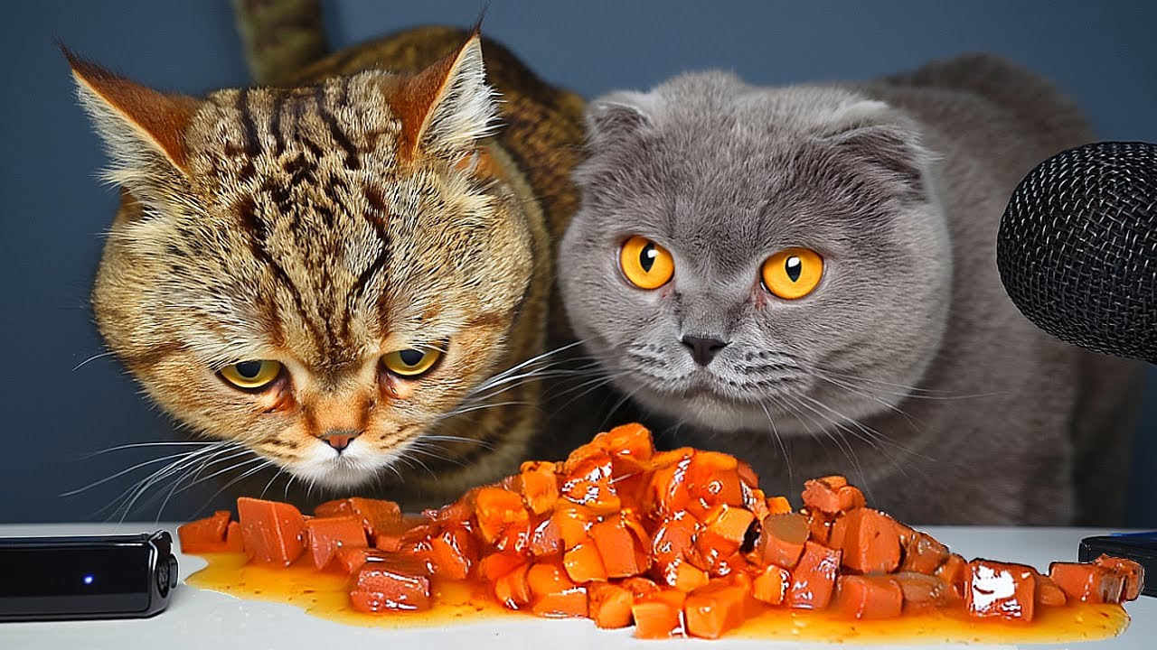 Cat Eating ASMR | Two Cats Eating Wet Food with Relaxing Sounds